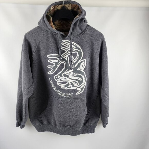 Legendary Whitetails Hoodie Mens XL Gray Deer Camo L/S Sweatshirt - Picture 1 of 7